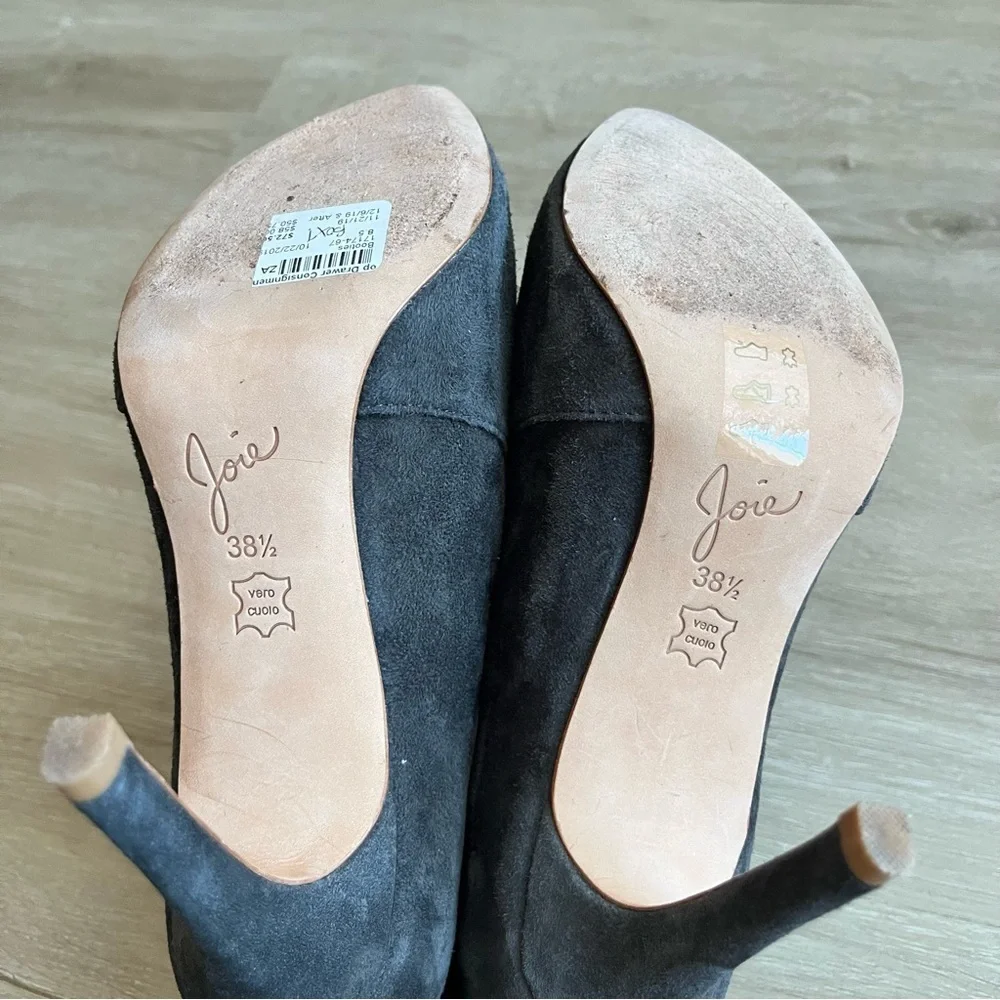 Joie Ciera Bootie Graphite Gray Suede Leather Womens size 38.5EU 8US